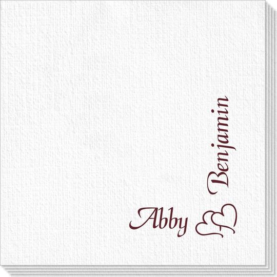 Corner Text with Graphic Double Hearts Deville Napkins